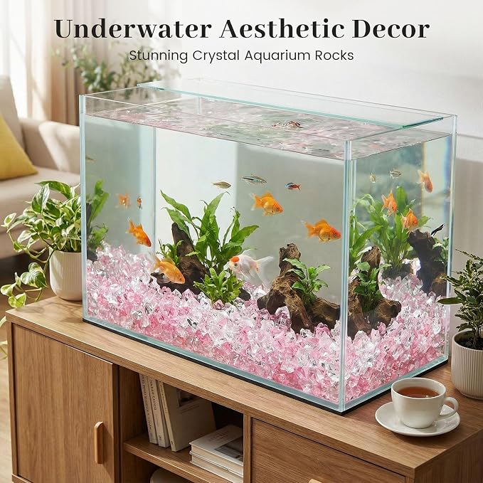 DomeStar Pink and Clear Fake Ice Rocks, 150 PCS Acrylic Crystal Vase Filler
