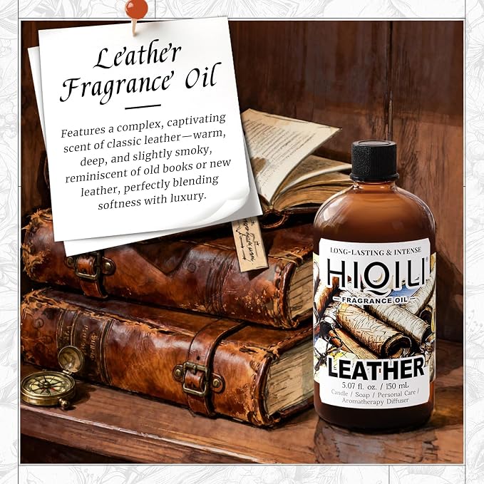HIQILI Leather Fragrance Oil, Men's Scent for Car Air Freshener - 150ML