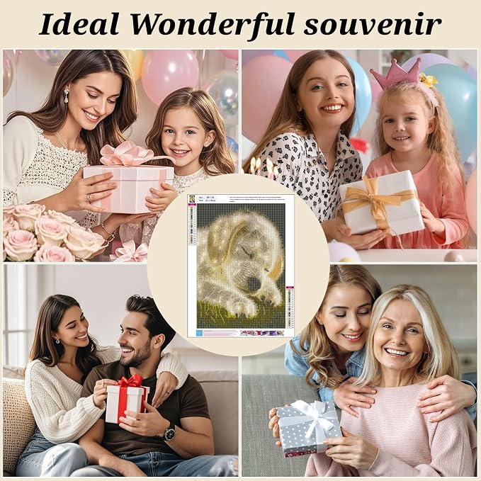 BYGFHLYW 5D Diamond Painting Kit, Dog Diamond Art for Adults 12X16In | Full Round Drill Diamond Dots Kits Gem Arts DIY Crafts for Home Wall Decor Present for Dog Lovers