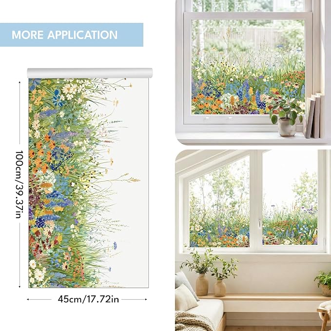 ADD.HERES Stained Glass Window Film, Window Film Decorative, 17.5 x 78.7 in