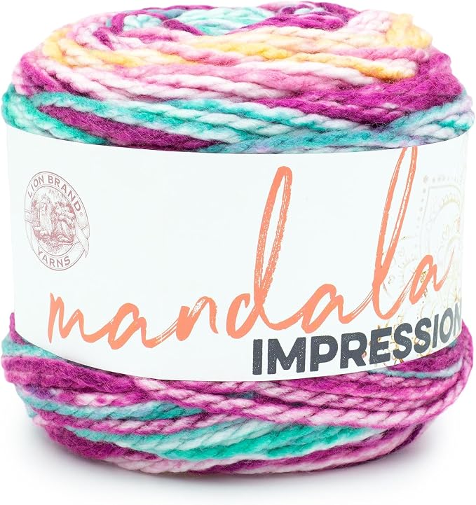 Lion Brand Yarn Mandala Impressions, Bulky Yarn, Sunset, 1 Pack