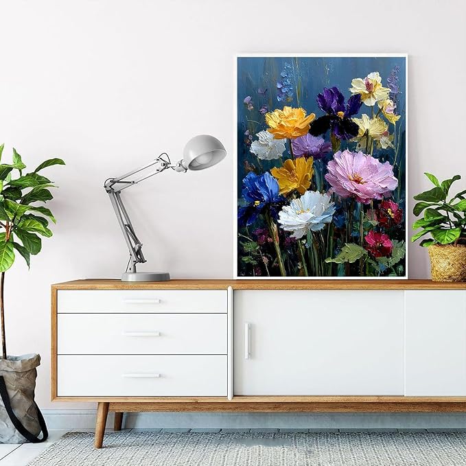 Flowers Paint by Numbers Kit for Adults 16x20 Inch Frameless Wildflowers | Paint by Number for Adults, Flowers Paint by Numbers for Adults Beginner Gift Home Wall Decor