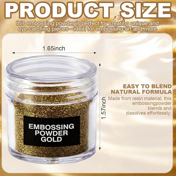 Heigble 1 Pc 0.5 Ounce Glitter Embossing Powder Set for DIY Crafts Greeting Cards Making Scrapbooking Wedding Invitations (Gold)