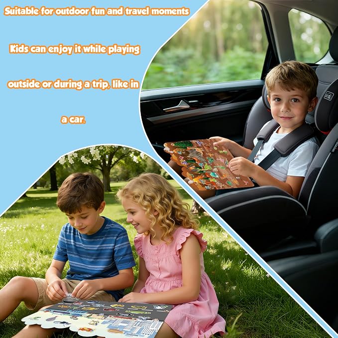 Reusable Sticker Books for Toddlers 2-4 Years - Travel Toys for Toddlers 1-3,Gifts for 2 Year Old Girls | Arts and Crafts Activities - Stocking Stuffers for Kids - Puffy Stickers Coloring Books