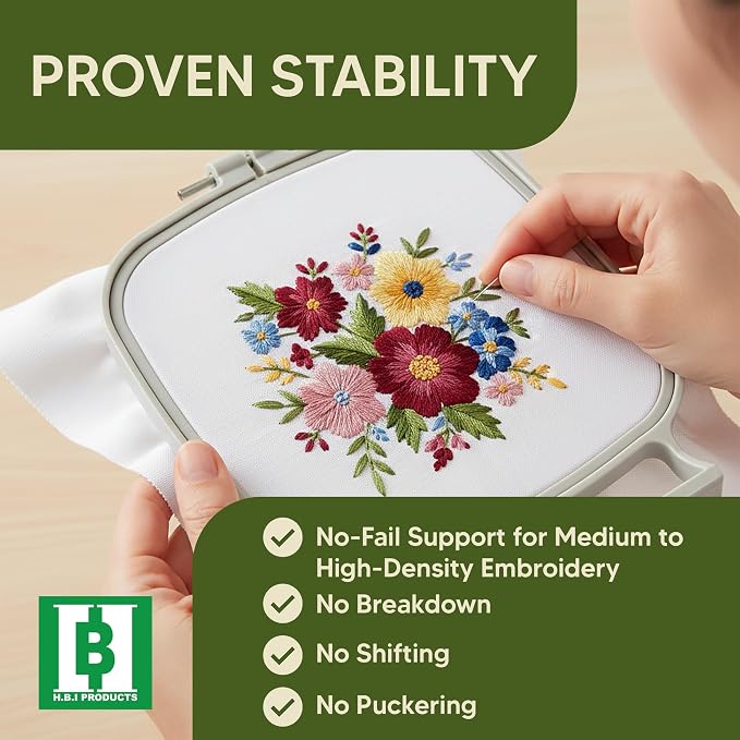 HBI Cut Away Embroidery Stabilizer Sheets, 10 x 12 in, 100 Pack | 2.5 oz precut cutaway backing, 5x7 hoops, knit and stretch fabrics, prevents puckering, machine embroidery, USA made