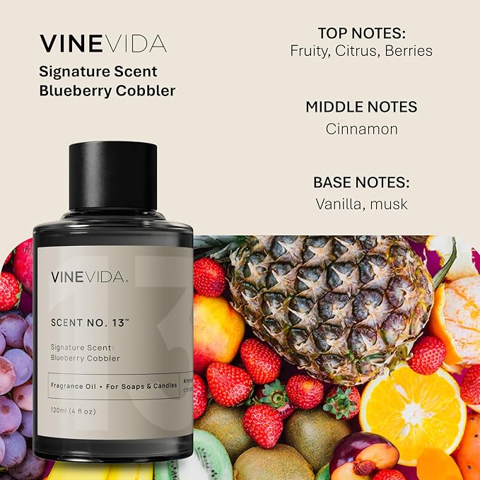 VINEVIDA [4oz] Blueberry Cobbler Fragrance Oil for Candle Making and Soap Making - Premium Candle Scents for Soy Candles