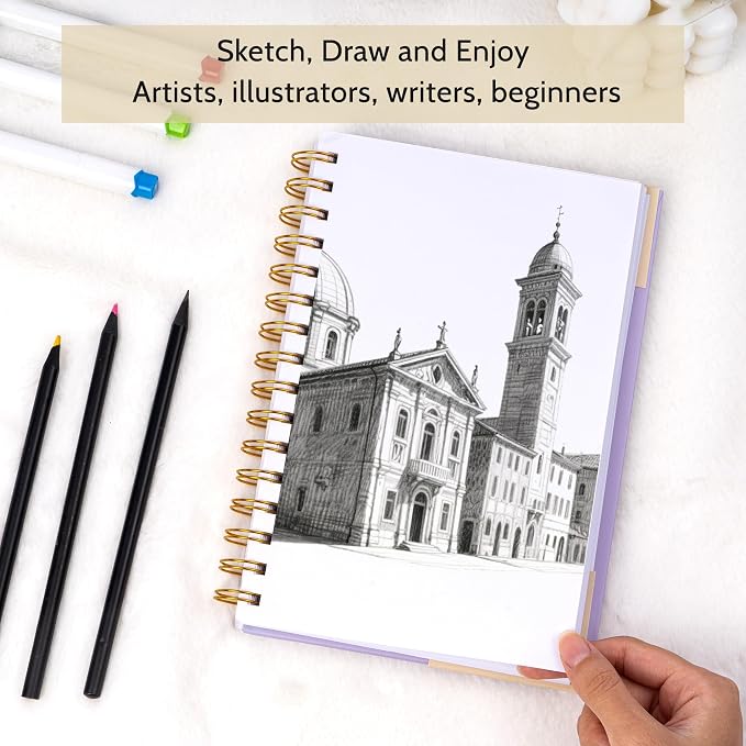 Yoment Small Sketch Book 5.5"x8.5",Mini Sketchbook,Spiral Bound,100 Sheets | Purple,68 lb/100gsm Hardcover Sketch Pad for Kids,Art Sketchbook Drawing Pad Book with Pencil,For Kids, Beginners,Artists