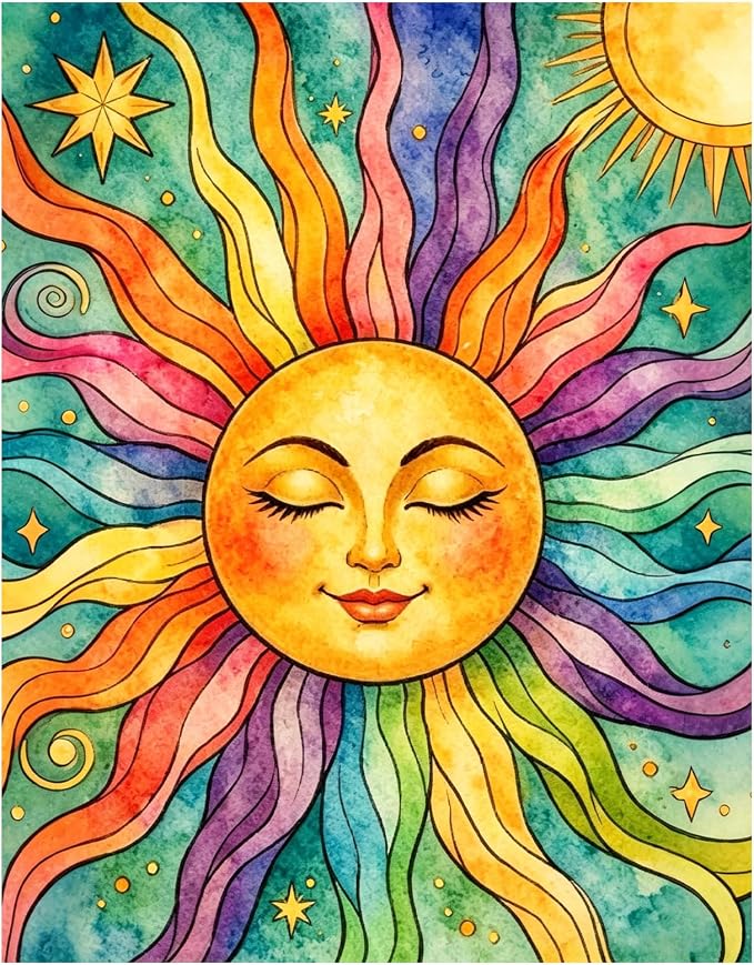 xcemhil Sun Paint by Numbers Kit for Adults Beginner, Summer Paint by Numbers for Adult, Acrylic Paint by Number Kits Suitable for Home Wall Art Decor Gifts 16x20 Inch