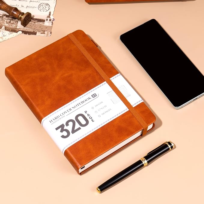 CAGIE Journal Notebook for Women Men Leather Journaling Diary Daily, Brown