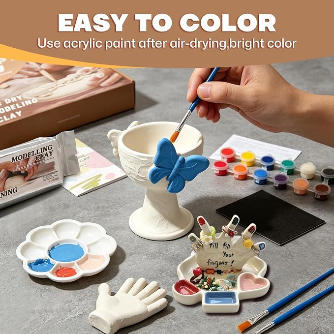 Air Dry Clay Kit for Adults, Complete Pottery Set for Beginners with Tools, Handmade Art Gifts for Women Men