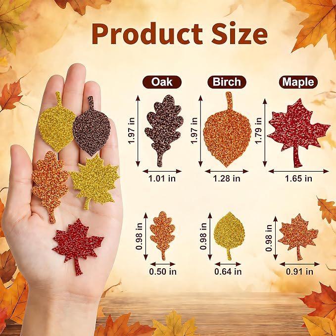Fall Crafts for Kids - Maple Leaf Glitter Foam Stickers | 138 PCS Self Adhesive Fall Stickers - Thanksgiving Crafts Games for Kids -Friendsgiving Party Supplies Favors for Halloween Gifts