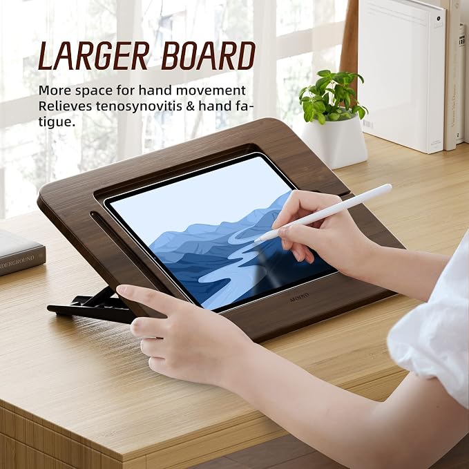 AFOOYO Bamboo Tablet Drawing Stand Tablet Holder - Portable & Adjustable 5 Angles,Laptop Stands Riser,Compatible with 12.9/13 inch iPad Pro-3rd-7th Gen(Walnut Varnish)