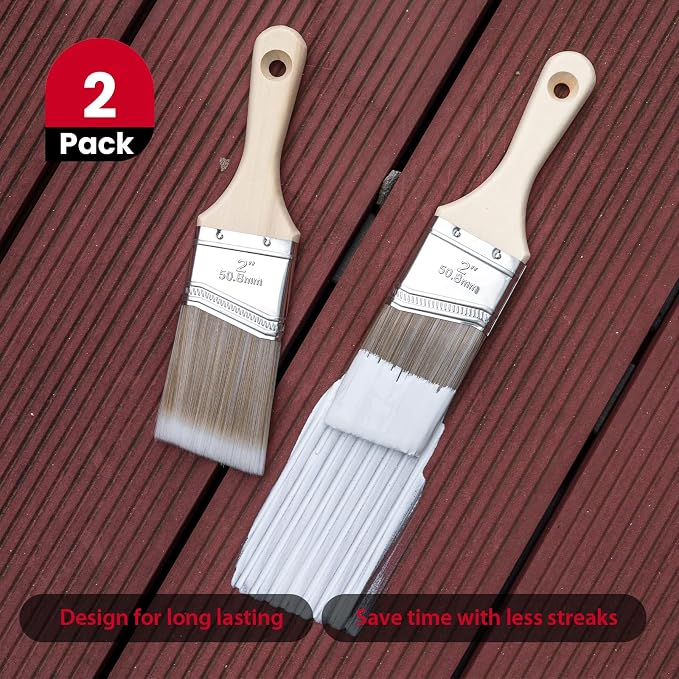 Mister Rui Paint Brushes Paint Cup with Hand Held Paint Bucket Liner & Lid | 2 Inch Paint Brush with Paint Pail Set, Paint Cup with Handle for Smooth Finish, Wall, Furniture, Trim
