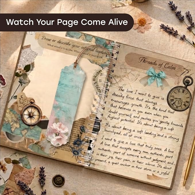 Unwynd Vintage Chapter Journal Scrapbook Starter Kit for Women Adult Teen