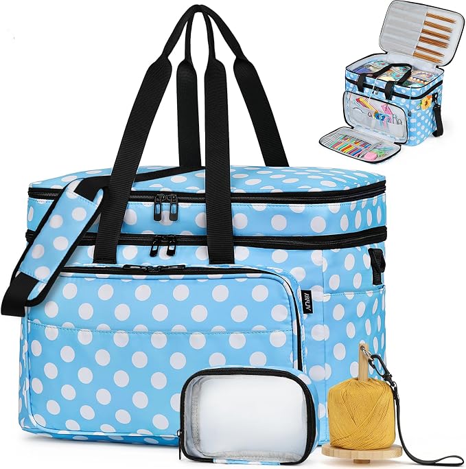 Crochet Organizer Bag with Yarn Holder, Large Yarn Storage for Accessories