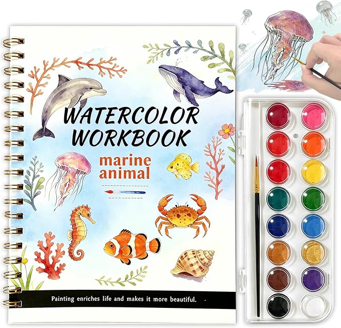 Watercolor Workbook, 16 Colors Watercolor Books Paint Set for Adults Teens