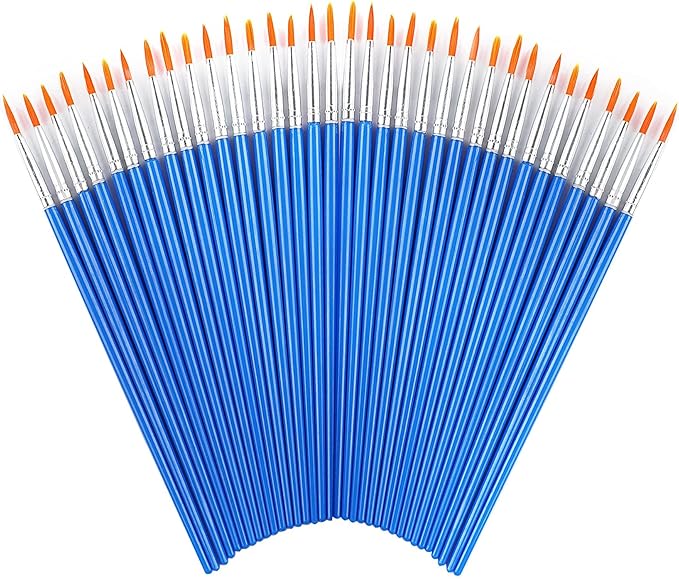 DECYOOL 60 Pcs Round Paint Brushes Bulk, Small Paint Brush for Painting | Shed-Free Nylon Bristles, Fine Detail Painting, School Classroom Arts Crafts, Crafts Face Painting