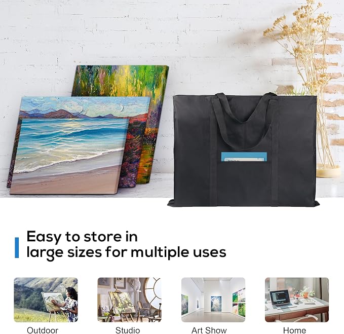 JJRING Dacron Art Portfolio Tote Bag 22'' x 28.5'' For 20'' x 26'' Black