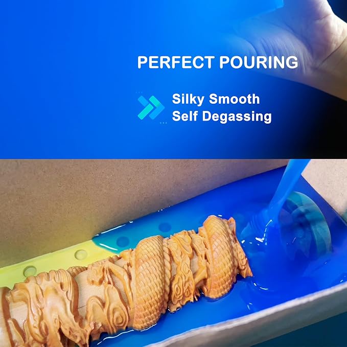 BBDINO Silicone Mold Making Kit 30A Platinum Liquid 2 Gallons Sapphire Blue | 1:1 Mixing Ratio -Self Degassing Silicone -Heat Resistant Up to 446°F Ideal for Silicone, Resins, Soap, Concrete, Wax Molding