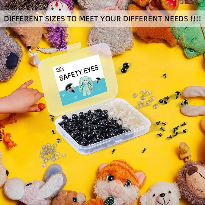 XKDOUS 8mm Safety Eyes, 280pcs Crochet Eyes for Amigurumi | Safety Eyes for Crocheting，Stuffed Animal Doll Eyes for DIY Crafts