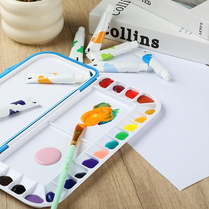 Mr. Pen- Airtight Watercolor Palette with Lid, 18 Wells & 2 Mixing Areas (Pack of 2)
