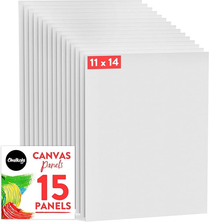 Chalkola 11x14 Canvas for Painting, 15 Bulk Value Pack - Blank Panels | For Painting Acrylic, Oil, Watercolor - Primed 100% Cotton Boards, Acid-Free for Artists, Hobby Painters, Kids & Beginners
