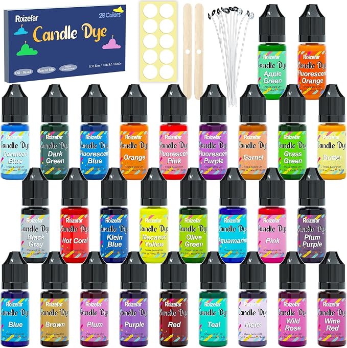 Roizefar Liquid Candle Dye - 28 Colors, 0.34 fl oz Each