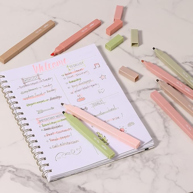 Mr. Pen- Aesthetic Highlighters No Bleed, 8 Pack, Boho Colors, Chisel Tip | Cute Highlighters Assorted Colors for Journaling, Highlighting, Underlining, Fast Dry, Back to School Supplies