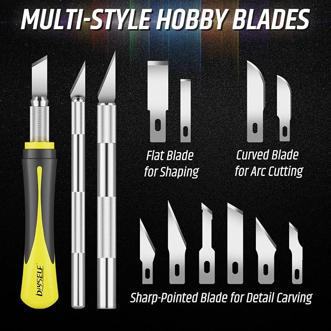 DIYSELF 16-Piece Exacto Knife Set, Craft Knife & Hobby Knife Kit, Precision Knife with Magnetic Storage Case, Exacto Knife for Crafting, Paper, Foam, Vinyl, Models, 3D Printing, Junk Journal Supplies | Craft knife, hobby knife and precision knife kit f...