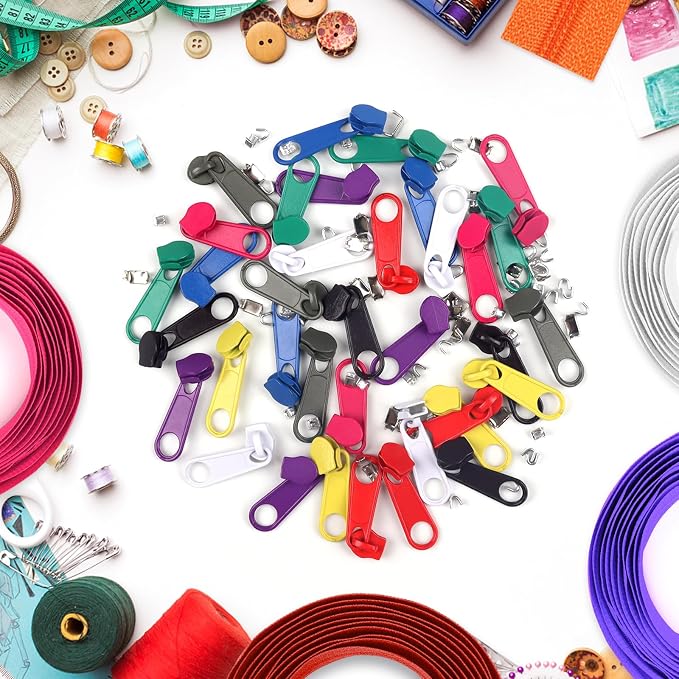 DOITEM 31 Yards 10 Pieces Sewing Zippers #3 Nylon Coil Zippers Assorted Zipper for Sewing with 40 Zipper Sliders for DIY Tailor Sewing Crafts Supplies, 10 Colors