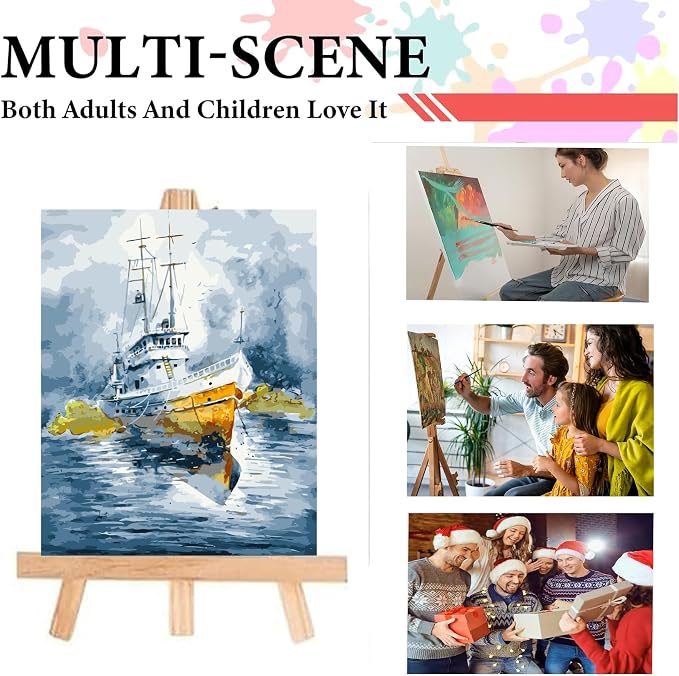 GXGLLPZBY Ship Painting by Numbers for Adults Beginner,15.7X19.7 inch | Paint by Number Kits on Canvas,DIY Oil Acrylic Number Painting Kit Home Wall Decor