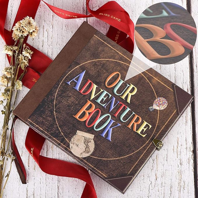 Adventure Book 148-Page DIY Handmade Scrapbook Kit - Embossed Leather Cover - Gift Boxed with Full DIY Accessories for Couples, Weddings, Anniversaries & More for Life’s Greatest Adventures