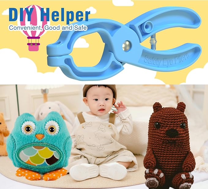 GEOCCI Safety Eye Tool Auxiliary Tool for Attaching Safety Eyes for Crocheting Safety Eyes Crochet Tools for Amigurumi Crochet & Stuffed 5-30mm Animal Eyes Making Supplies Tool（Blue 1pcs）