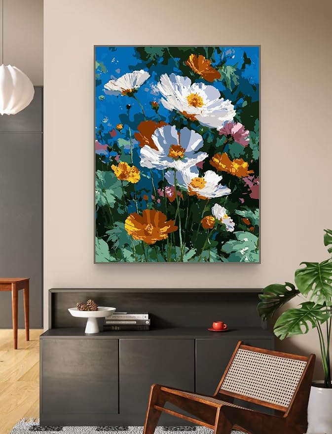 ZRIZQ Flowers Paint by Numbers Kit for Adults Beginner,Daisy, 16x20