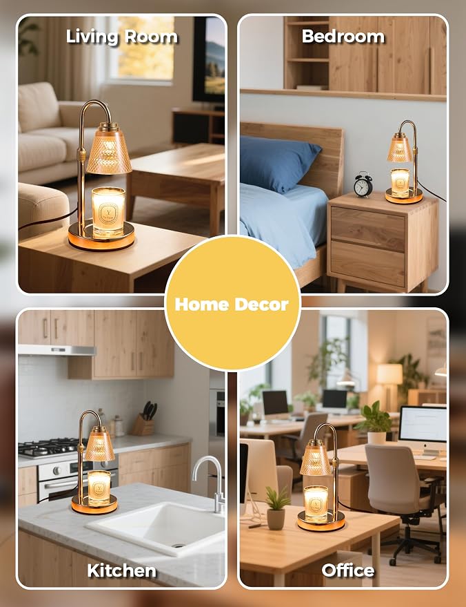 Candle Warmer Lamp with Timer Home Decor Birthday Gifts for Women Mom Her | Dimmable Candle Warmer for Jar Candles, Height Adjustable Wax Melt Warmer, Room Decor Desk Lamp, House Warming Gifts New Home