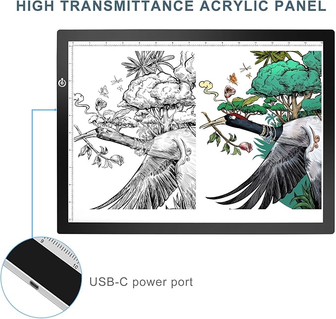LitEnergy A3 Copy Light Board Tracing Box, Ultra-Thin Adjustable Drawing Tablet USB Power Artcraft LED Tracer Pad for Diamond Art Painting Accessories, Streaming, Sketching, Animation, Stenciling