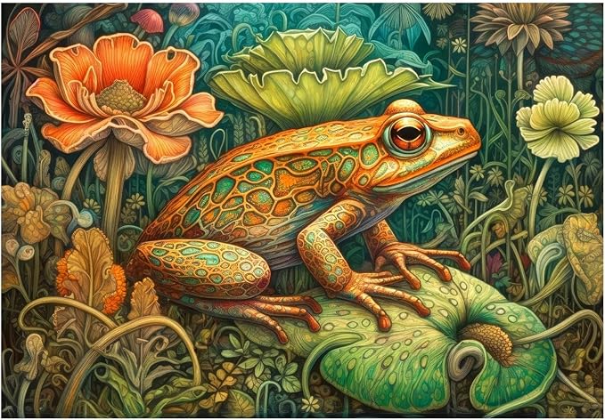 Frog Paint by Numbers Kit for Adults, 16x20 inch | DIY Painting Kits Crafts for Adults, Relieve Stress, Gift, Home Wall Decor