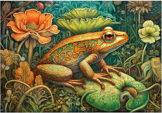 Frog Paint by Numbers Kit for Adults, 16x20 inch | DIY Painting Kits Crafts for Adults, Relieve Stress, Gift, Home Wall Decor