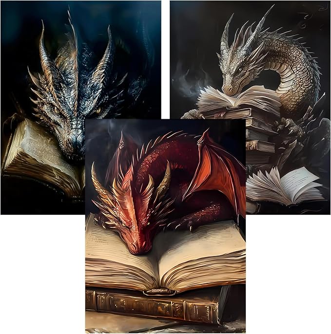 Axquilon 3 Packs Dragon Paint by Numbers Kit for Adults 12x16in