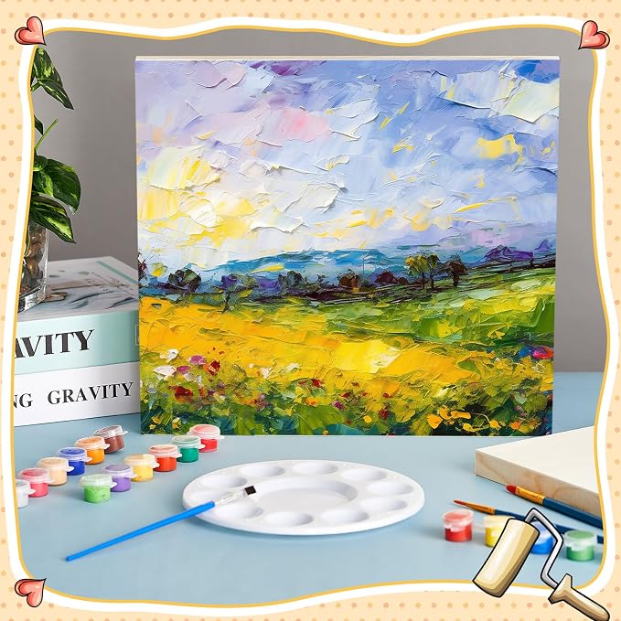 Barydat 24 Pcs Wood Panels for Painting 10'' x 8'' Unfinished Wood Canvas Board Artist Wall 0.79'' Deep Wooden Cradled Panels for DIY Crafts, Easel Display, Painting Pouring Arts Use with Oil, Acrylic