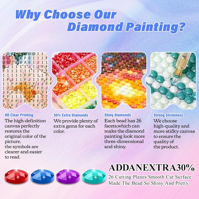 Cute Cat Diamond Art Kits for Adults,Flower Diamond painting Wall Decor