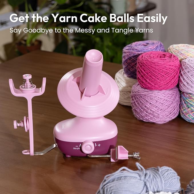 Yarn Winder Electric, Auto Compact Cake Winding for Knitting Lovers | Perfect Yarn Organizer with Strong Tension & Adjustable Speed, Efficient Large Capacity Yarn Ball Spinner for Crafters Purple
