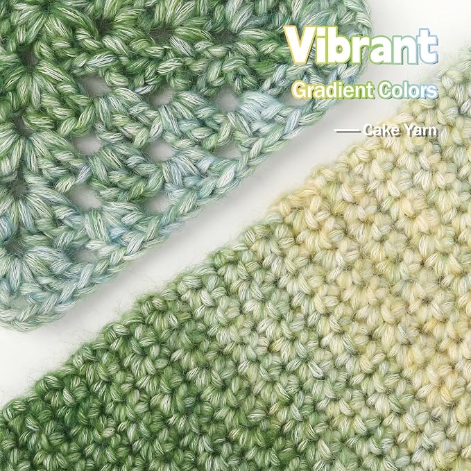Katech Gradient Cake Yarn for Crocheting-Fairyland Yarn-Soft Ombre Yarn | 4x100g 60% Cotton 30% Acrylic 10% Wool-Multicolor Rainbow Cotton Crochet Yarn for Scarves, Shawls, Blankets, and Garments(F)