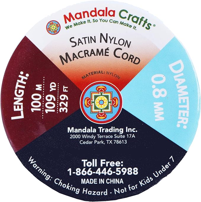 Mandala Crafts 0.8mm Aqua Rattail Nylon Satin Cord for Jewelry Making