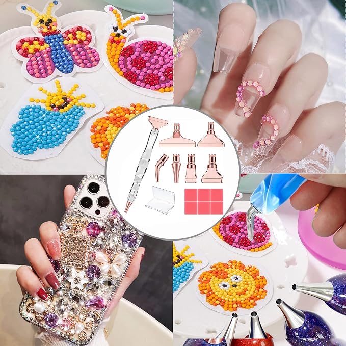 Heyseri Diamond Painting Pens, “Classic Wax Stylus” Diamond Art Pen, Gem Painting Tools Accessories, Gem Art Pen with Metal Tips for 5D Craft Nail