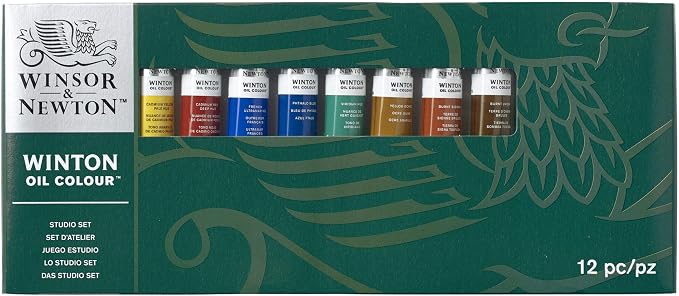 Winsor & Newton Winton Oil Color Paint, Studio Set, 10 x 37ml Tubes, Blue,Red,White, 12 Piece Set