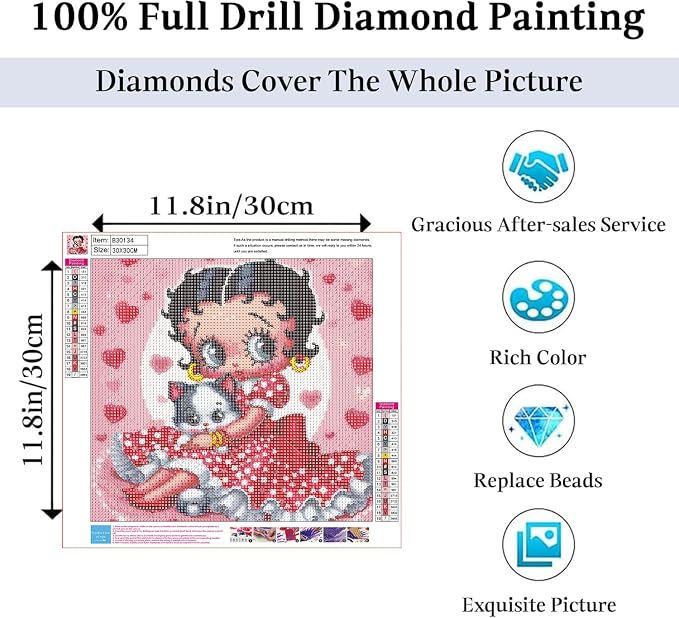 JAKI Diamond Art Kits for Adults,Cartoon Diamond Art 12x12inch
