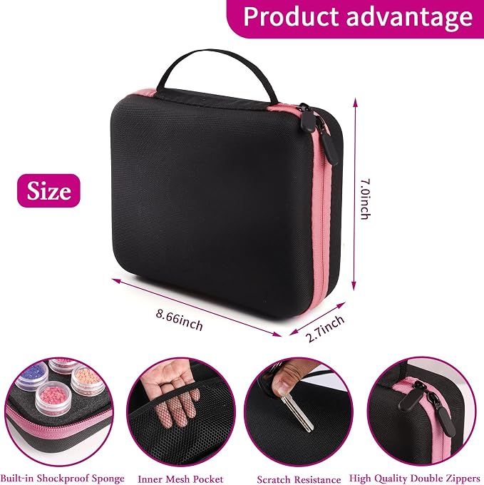 LYMUSUMI 30 Slots Diamond Art Storage Containers Diamond Painting Tools | Portable Bead for Adults Storage Boxes for Diamond Painting Accessories and Tools（Pink）