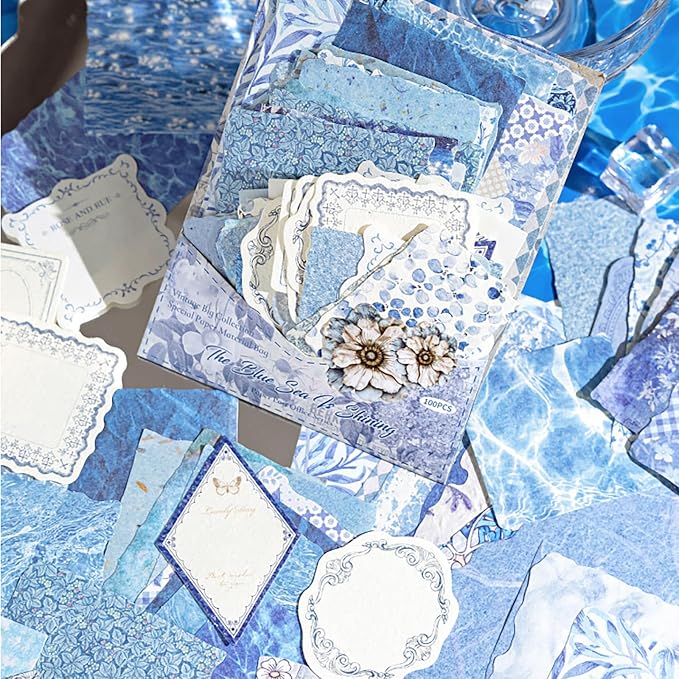 100 Sheets Vintage Scrapbook Papers Journaling Scrapbooking Supplies Kit junk journal supplies Decorative Craft Paper for Planner, Collage Paper Embellishment