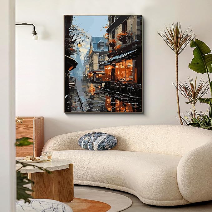 PRASIO Paint by Numbers Kit for Adults Beginner, Street View Adult Paint by Number Kits on Canvas, DIY Acrylic Watercolor Oil Paint by Number for Adults for Home Decor Gift 16x20 Inch